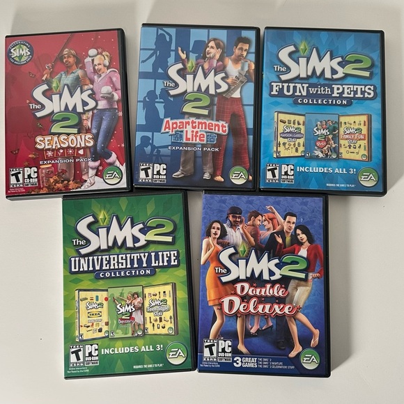 The Sims 2, 5 Piece Expansion Pack Lot University, Seasons, Pets, Apartment,dub - Picture 1 of 3
